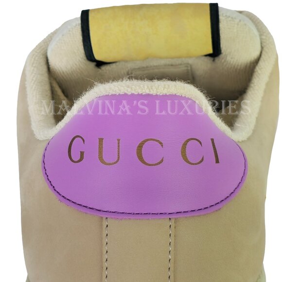 GUCCI SNEAKERS SCREENER LEATHER SHOES GG LOGO WEB STRIPE  sz 40.5 10.5 US - Picture 11 of 16